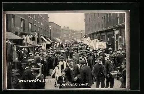 AK London, Wentworth Street, Petticoat Lane, Jüd. Ghetto