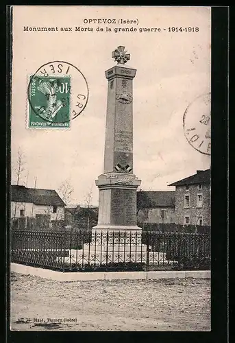 AK Optevoz, Monument aux Morts de la grande guerre-1914-1918