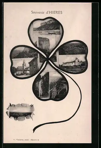 AK Hieres, Ortsansichten im Kleeblatt