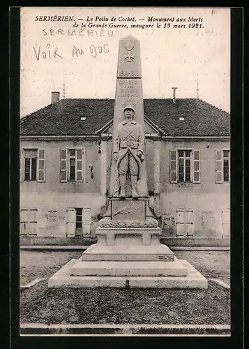 AK Sermérien, La Poilu de Cochet, Monument aux Morts de la Grande Guerre