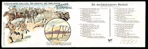Klapp-Lithographie Die durchgehenden Maulesel, Die Ursache der englischen Niederlage im Boerenkrieg, Liedtext
