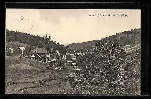 AK Vesser in Thür., Ortsansicht mit Umland