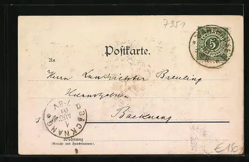 AK Warthausen, Ortsansicht mit Wald