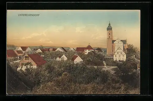 AK Unteressendorf, Ortsansicht mit Kirche
