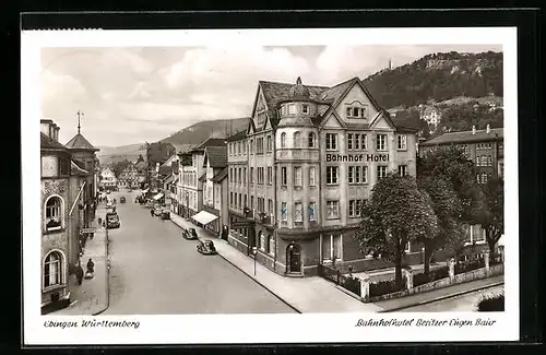 AK Ebingen /Württemberg, Strassenpartie mit Bahnhofhotel