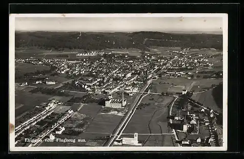 AK Ebingen, Ortsansicht vom Flugzeug aus