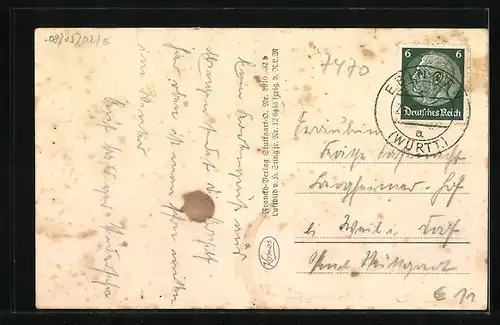 AK Ebingen, Ortsansicht vom Flugzeug aus