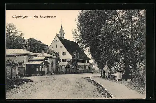 AK Göppingen, Am Sauerbrunnen mit Gebäude