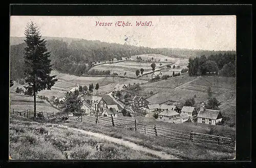 AK Vesser /Thür. Wald., Ortsansicht mit Umland