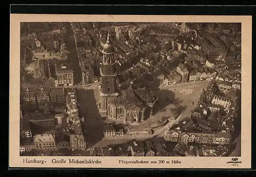 AK Hamburg-Neustadt, Fliegeraufnahme der Grossen Michaeliskirche