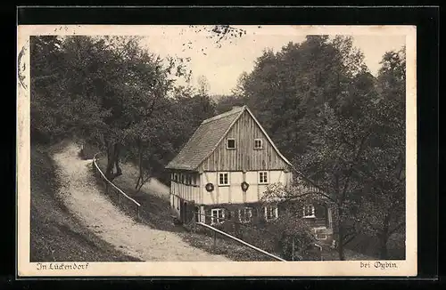AK Lückendorf bei Oybin, Ansicht vom Fachwerkhaus im Wald