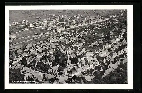 AK Karlsruhe-Knielingen, Ortsansicht vom Flugzeug aus
