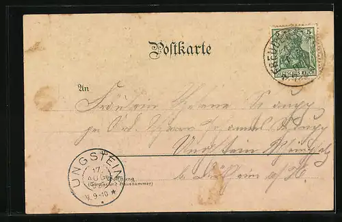 Lithographie Freudenstadt, Ortsansicht mit Kirche