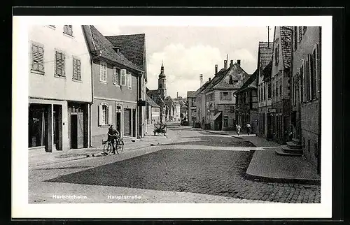 AK Herbolzheim, Hauptstrasse mit Gebäuden