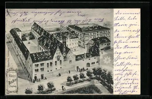 AK Augsburg, Kloster St. Maria Stern aus der Vogelschau