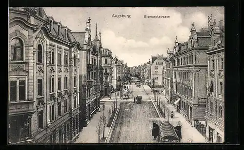 AK Augsburg, Blick in die Bismarckstrasse