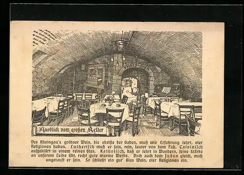 Künstler-AK Rüdesheim a. Rh., Gasthaus zum Felsenkeller