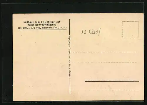 Künstler-AK Rüdesheim a. Rh., Gasthaus zum Felsenkeller