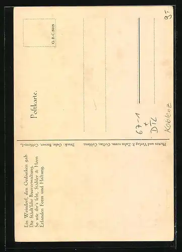 AK Koblenz, Reichsausstellung Deutscher Wein, Rückfront Mittelrhein