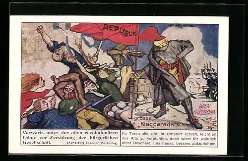 AK Barrikadenkampf unter der Fahne der Republik, Der Tod, Arbeiterbewegung, Der grosse Kladderadatsch