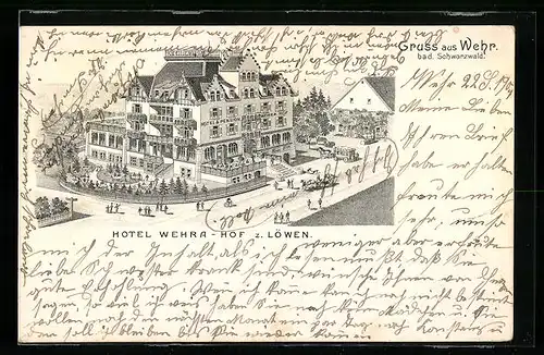 Lithographie Wehr i. bad. Schwarzwald, Hotel Wehra-Hof z. Löwen