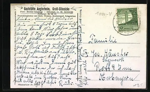 AK Gross-Glienicke, Gaststätte Anglerheim, Teilansicht des Gartens