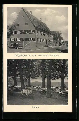 AK Gögglingen b. Ulm, Gasthaus zum Ritter, Garten