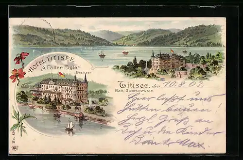 Lithographie Titisee, Hotel Titisee, Bes. A. Faller-Eigler