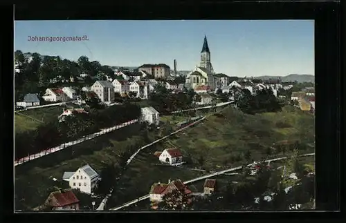 AK Johanngeorgenstadt, Generalansicht der Stadt, Blick zur Kirche
