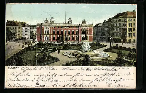 AK Görlitz, Denkmal auf dem Postplatz