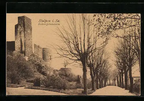 AK Stolpen i. Sa., auf der Strasse unterm Siebenspitzenturm