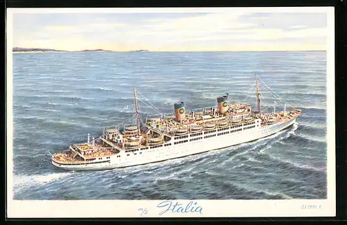 Künstler-AK Passagierschiff M.S. Italia in voller Fahrt gesehen