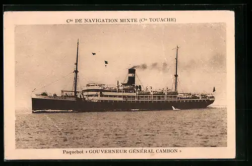 AK Passagierschiff Gouverneur General Cambon, seitlich Ansicht des Schiffes