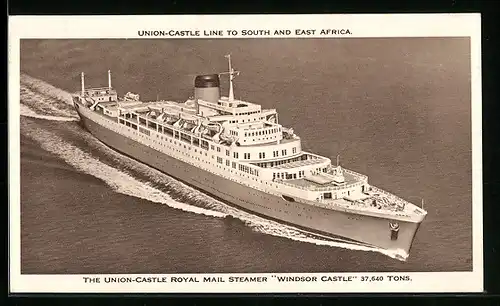 AK Passagierschiff Windsor Castle, Unterwegs für die Union-Castle Line to South and East Africa