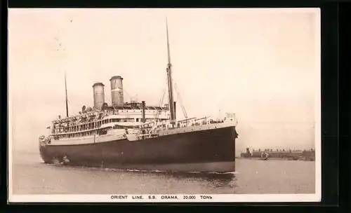 AK Passagierschiff S.S. Orama, Aussenansicht des Schiffes der Orient Line