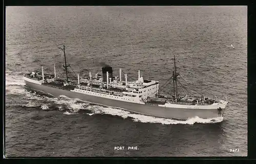 AK Passagierschiff Port Pirie, Fliegeraufnahme des Dampfers