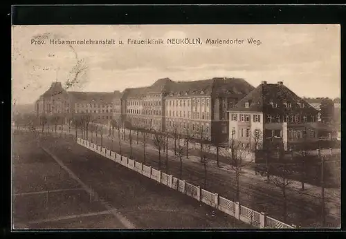 AK Berlin-Neukölln, Prov. Hebammenlehranstalt und Frauenklinik, Mariendorfer Weg