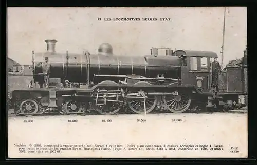 AK Belgische Eisenbahn, Machine No. 3360, Zugführer