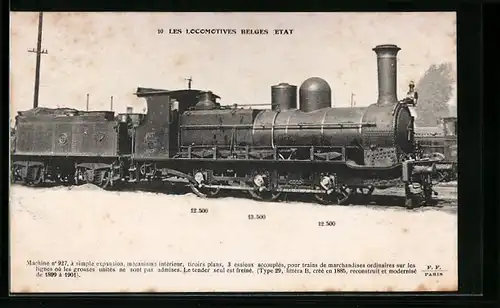 AK Machine No. 927, belgische Eisenbahn