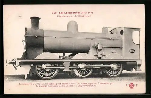 AK Belgische Eisenbahn, Locomotive a 6 roues accouplees, Societe Anonyme, 2830