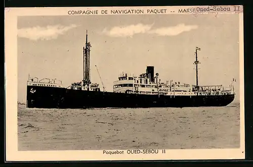 AK Paquebot Oued-Sebou II, Compagnie de Navigation Paquet, Marseille