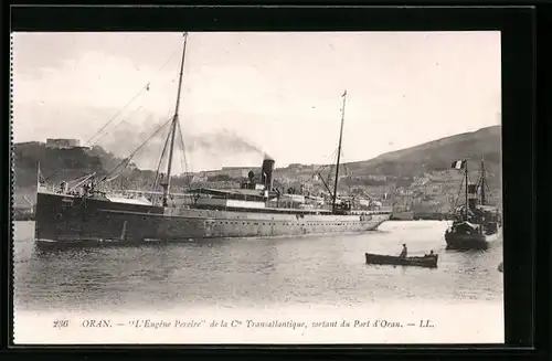 AK Oran, Passagierschiff L`Eugène Pereire beim Auslaufen