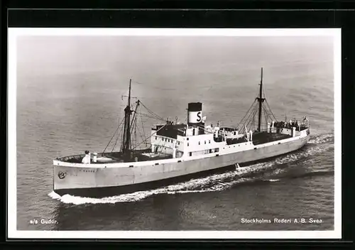 AK Handelsschiff S.S. Gudur in voller Fahrt aus der Vogelschau