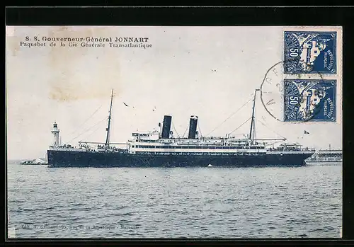 AK Passagierschiff SS Gouverneur-General Jonnart, Paquebot de la Cie Generale Transatlantique