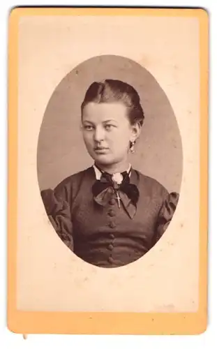 Fotografie Chr. Beitz, Arnstadt, Junge Dame mit Kragenbrosche und Kreuzkette