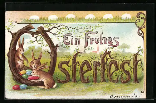 AK Osterhasen wünschen ein frohes Osterfest