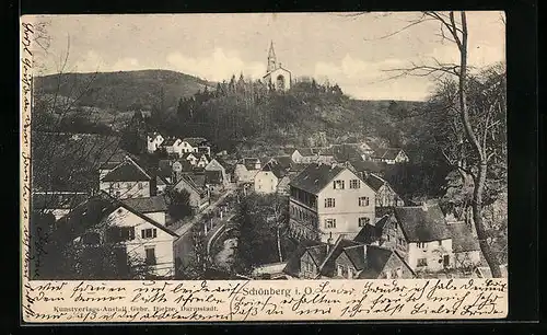 AK Schönberg i. O., Teilansicht mit Kirche