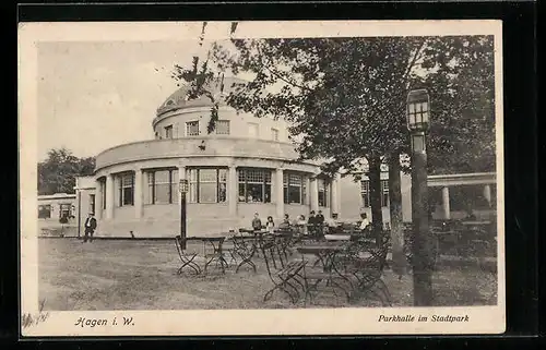 AK Hagen i. W., Cafe Parkhalle im Stadtpark