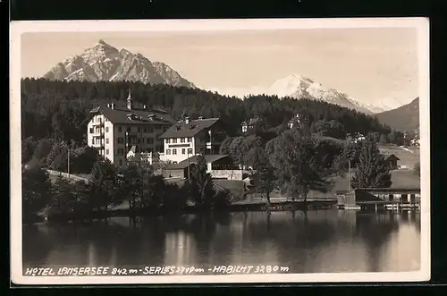 AK Lans, Hotel Lansersee mit Serles und Habicht
