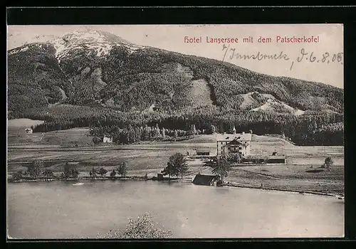 AK Lans, Hotel Lansersee mit dem Patscherkofel